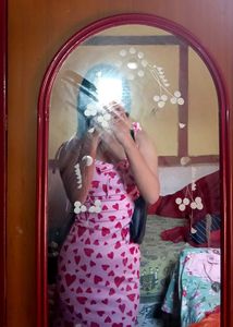 Pink Heart Print Mini Dress