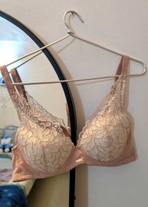 Lace Trimmed Pink Bra