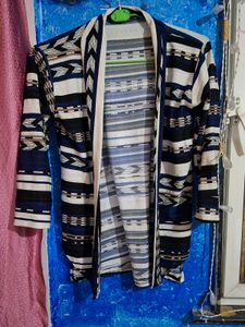 Blue And White Striped Shrug