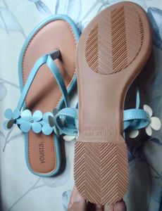 Cute Blue Floral Flat Sandals