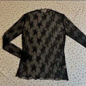 Y2k Vintage Dark Fairy Gothic Lace Sheer Top