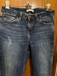Zara Basic Blue Ripped Denim Jeans