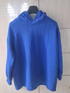 Oversize style Blue Cable Knit Hoodie