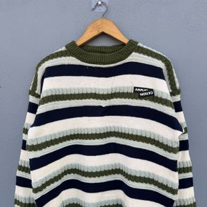 Striped Knit Pullover Sweater