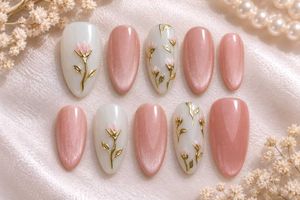 Handmade Elegant Cateye Floral Press-On Nails💅🩷