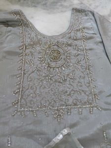 Elegant Grey Embroidered Kurta Set