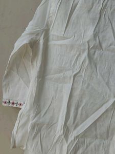 White Embroidered Kurti Top