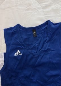 Adidas Blue V-Neck Sleeveless T-Shirt
