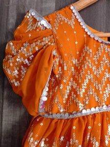 wedding Sequin Orange gown 5 to7 age with matching