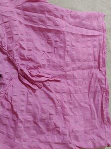 Pink Textured Short Sleeve Top