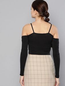 Stylish Black Cold Shoulder Top