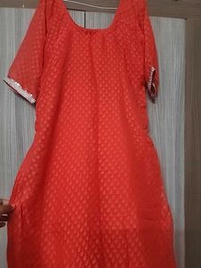 Stitched A Line Red Kurti