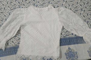 White Lace Puff Sleeve top