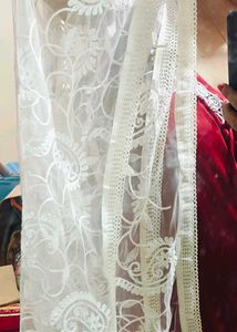 Net White Dupatta