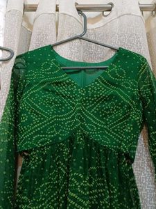 Green Bandhani Kurta Set with Dupatta