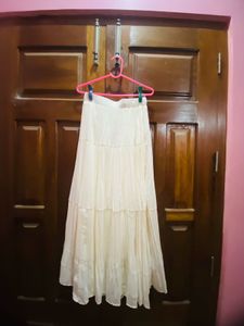 Cream Tiered Maxi Skirt