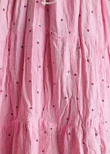Cute Cotton Comfy Pink Shirt &amp; Tiered Skirt Set