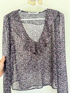 NA-KD Floral Print Ruffle Blouse