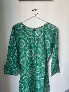 Green Bandhani Print Kurta