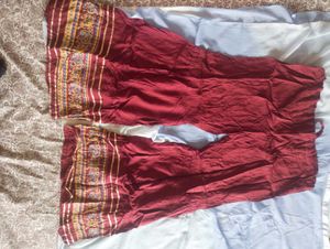 Maroon Printed Garara Pants