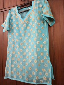 Blue Embroidered Kurta