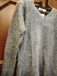 Cozy Fuzzy V-Neck Sweater