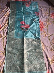 Stunning Blue Floral Saree