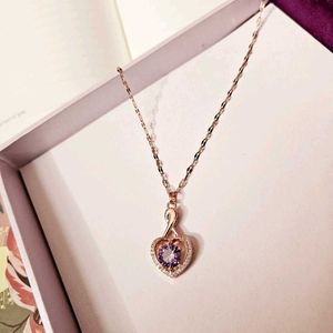 Beautiful Purple Stone Heart Anti-tarnish Necklace