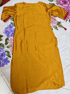 Libas Mustard Kurta Set with Red Dupatta