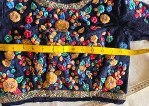 Embroidered Navy Blue Blouse