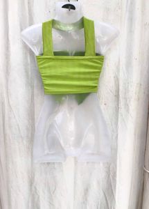 I. Lime Green Asymmetrical Crop Top