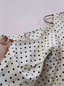 Chic Polka Dot Cold Shoulder Top