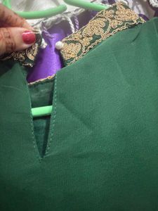 Elegant Green Kurta with Gold Embroidery