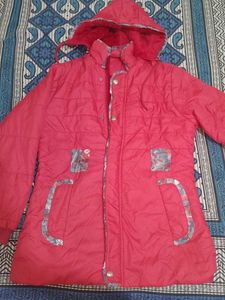 Redish pink Hooded Winter Coat