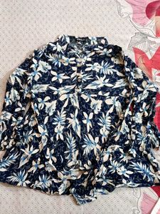 Blue Floral Print Tunic Top