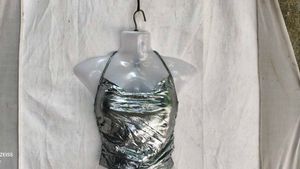 I. Metallic Halter Neck Crop Top