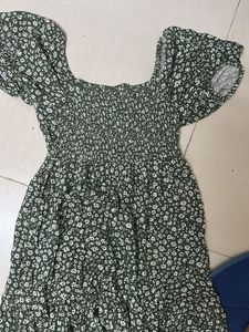 green floral mini dress