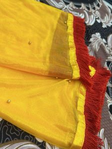 Vibrant Yellow Dupatta with Red Border…🥰