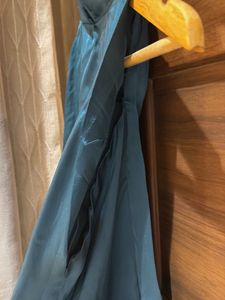 Elegant Teal Satin Sleeveless Top