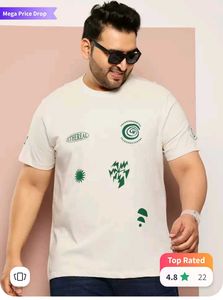 Sztori Plus Size Printed Pure Cotton T-shirt - 6XL