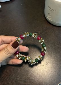 Vintage Holiday Red Green Wire Bracelet 2 in 1