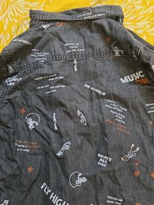 Cool Graphic Print Denim Shirt