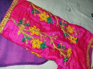 Elegant Floral Saree with Embellished Blouse