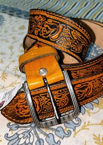 Vintage Hand Tooling Men's Leather Belt