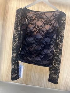 Black Lace Sweetheart Neck Crop Top