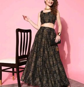 Black Printed Ready to Wear Lehnga Choli