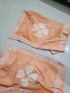 orange Floral bedsheet with Pillow Covers Set