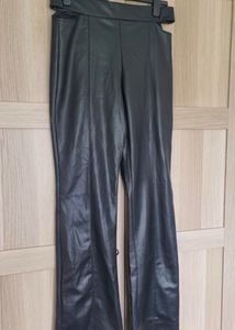 ZARA Black Faux Leather Cut-Out Pants