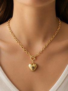 Chunky Gold Heart Pendant Necklace