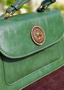 Chic Green Handbag with Embellishment